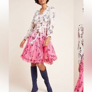 Anthropologie dip dyed Floral Midi Dress